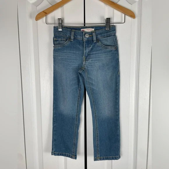Levi’s Performance 511 Slim Jeans Boys Size 4 Blue Straight Leg Adjustable Waist - Picture 1 of 14